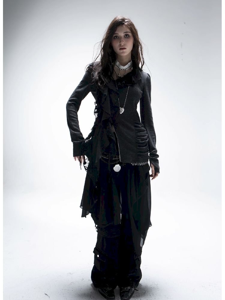 Ruffle Edge Vintage Knit Cardigan【s0000011271】