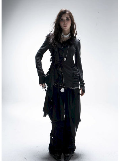 Ruffle Edge Vintage Knit Cardigan【s0000011271】