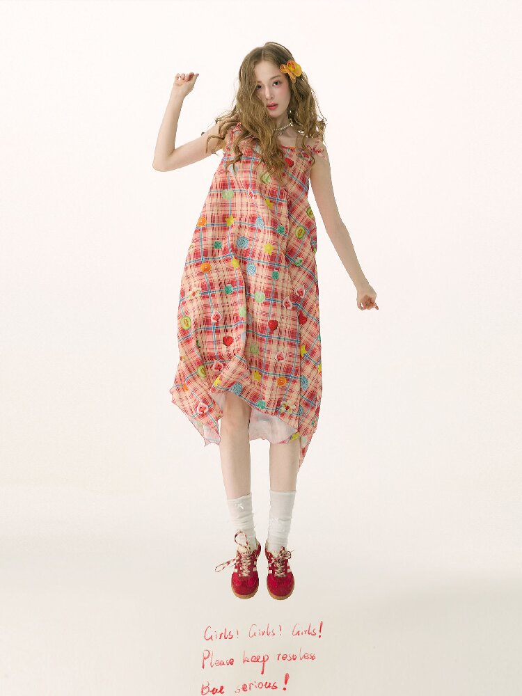 Summer Plaid Fun Print Camisole Dress【s0000016842】