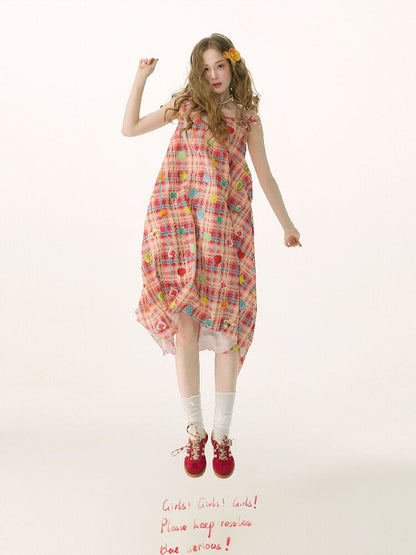 Summer Plaid Fun Print Camisole Dress【s0000016842】