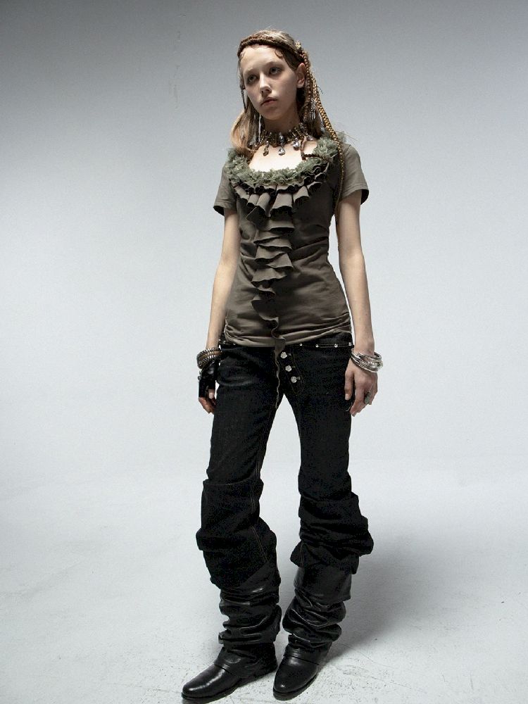 Multi-layer Lace Ruffle Slim T【s0000012213】