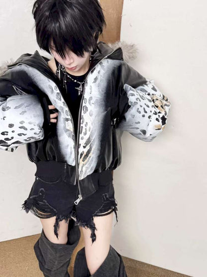 Gradient Cotton Hooded Leopard Jacket【s0000014863】