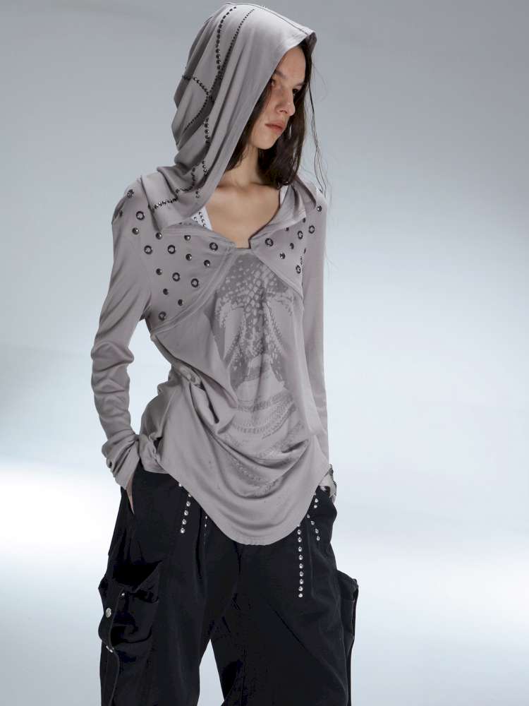 Armor Hooded Drape Lightweight T-Shirt【s0000014715】