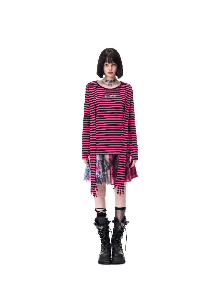 Studded Striped Sun Protection Top【s0000017720】