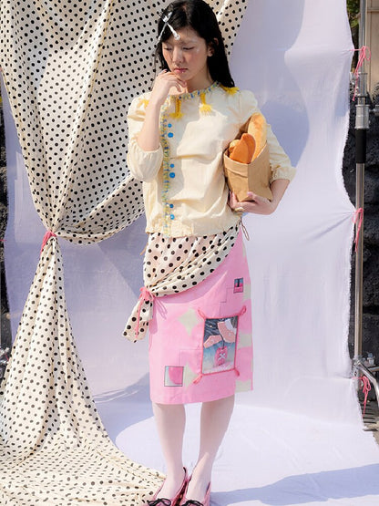 Illustration Print Pink Skirt【s0000015853】