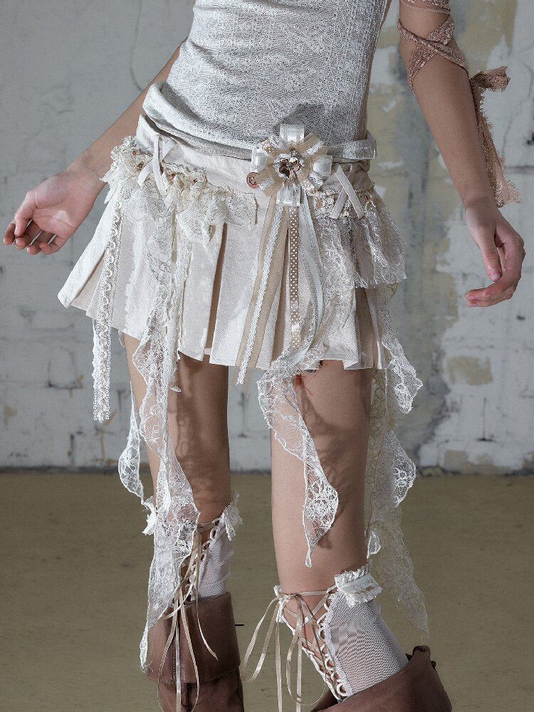Baroque Lace Pleated Skirt Culottes【s0000016995】