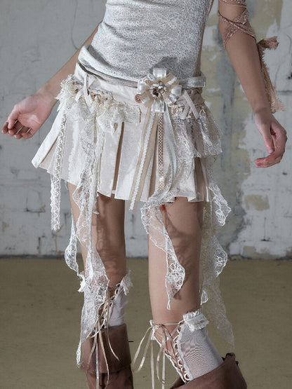 Baroque Lace Pleated Skirt Culottes【s0000016995】
