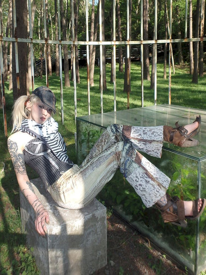 Spider Web Aged Splicing Micro Pants【s0000012469】