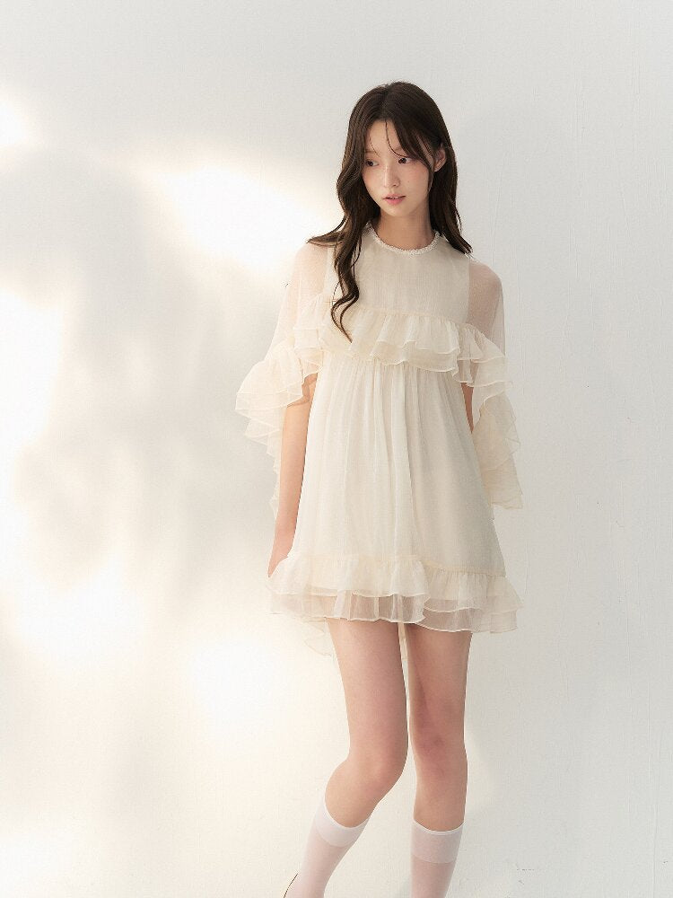 Glossy Tulle Vintage Cape Dress【s0000016874】