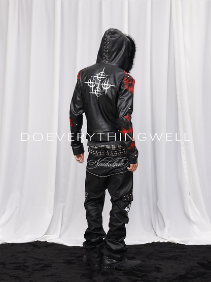 Applique Studded Wool Collar Hooded Jacket【s0000019123】