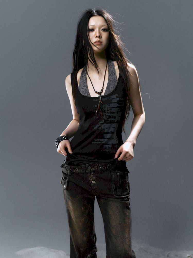 Overlay neck camisole undershirt【s0000012643】