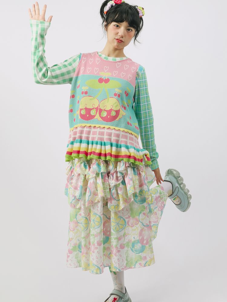 Fruit Printed Umbrella Skirt【s0000009909】