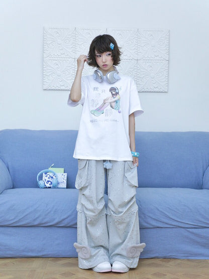 Teal Green Wings Cargo Pants【s0000016549】