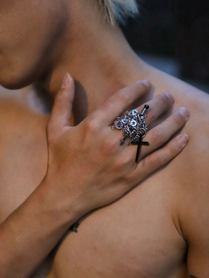 Handmade Gothic Punk Cross Ring【s0000018911】