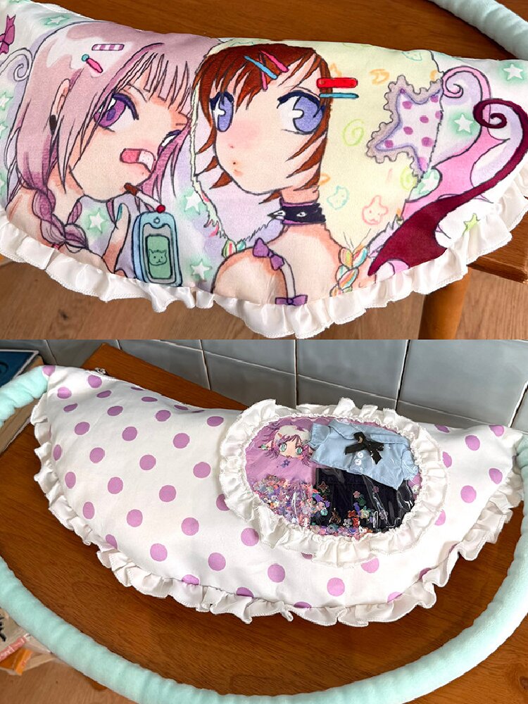 Frog Co-Print Splicing Pillow Bag【s0000015854】