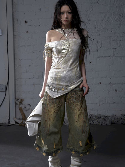 Patchwork two-way short-sleeved T-shirt【s0000012788】