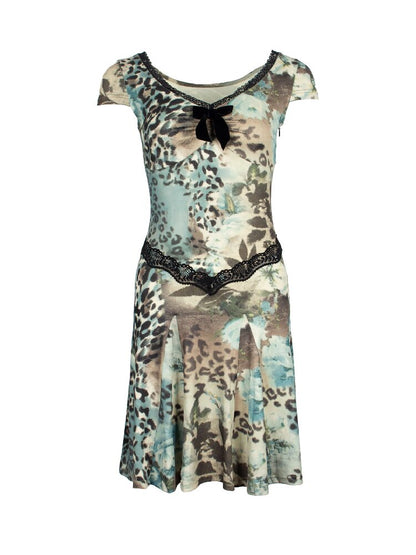 Vintage Leopard Floral Lace Dress【s0000018098】