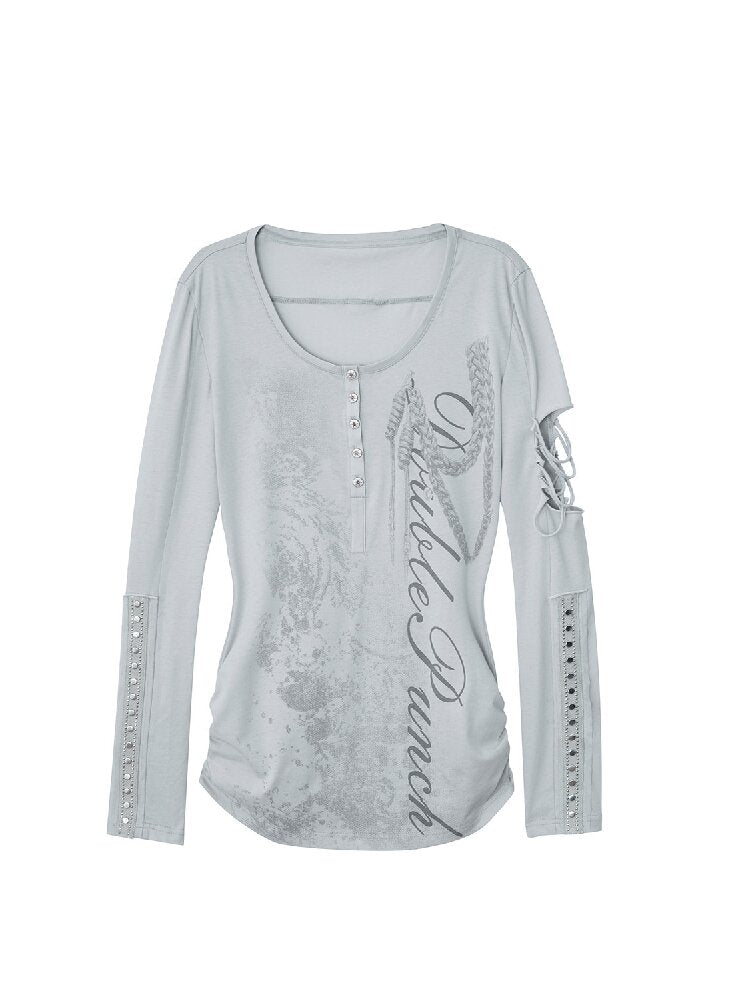 Long Sleeved Ripped Punk Print Tee【s0000015912】