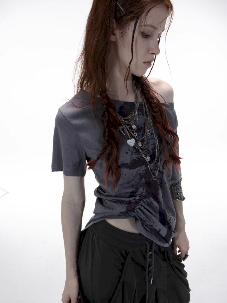 Drawstring Denim Girl Print T-Shirt【s0000012712】