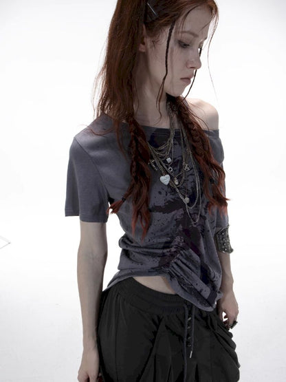 Drawstring Denim Girl Print T-Shirt【s0000012712】