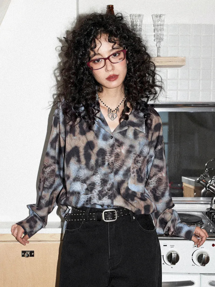 Leopard Print Cuban Collar Long-Sleeve Shirt【s0000013988】