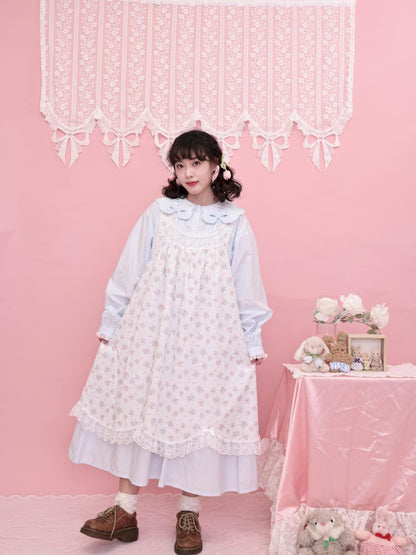 Round Neck Embroidered Blue Lace Dress【s0000013493】