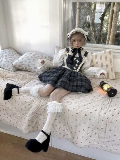 Waisted Fishbone Lace Bow Tie Dress【s0000011341】