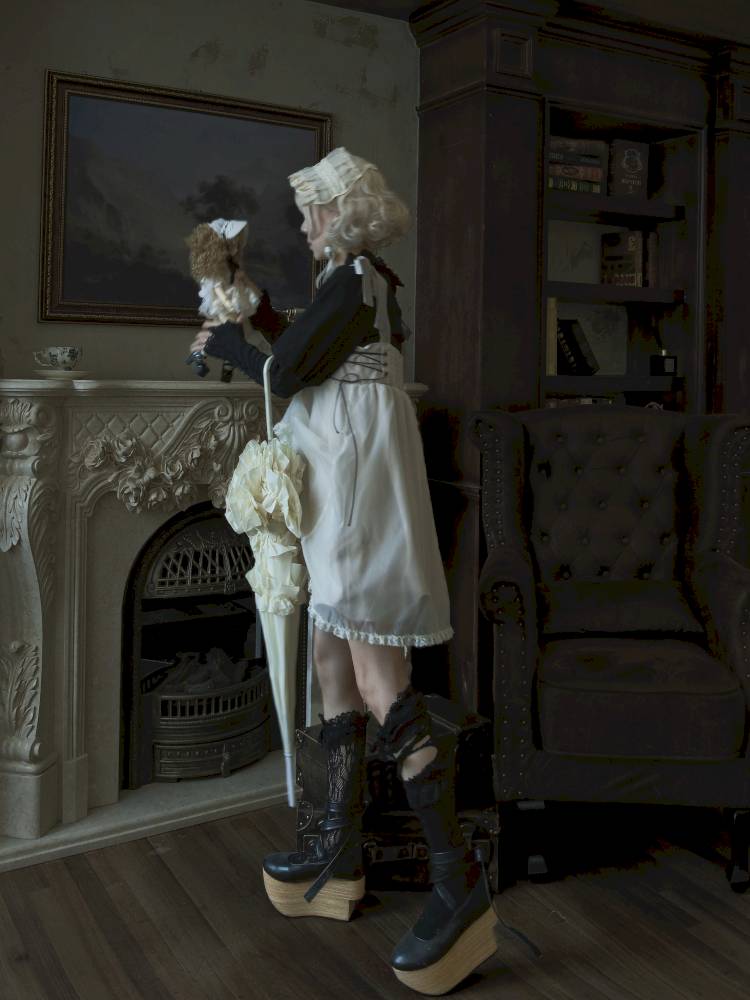 Drawstring Pull-Up Hem Mesh Babydoll Dress【s0000014434】