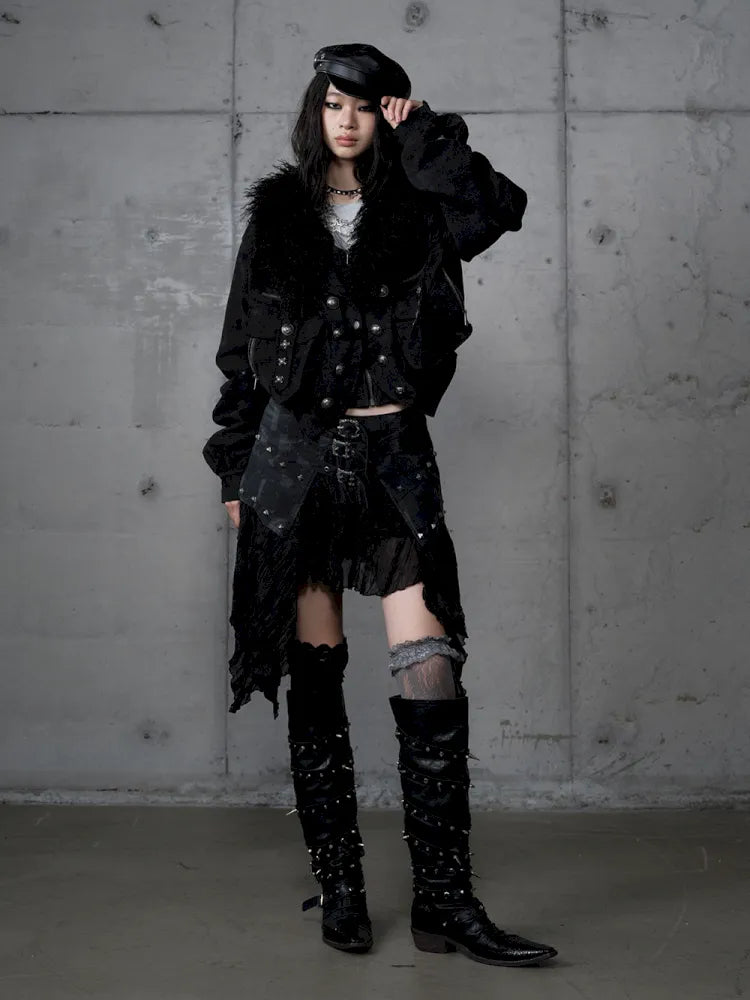 Asymmetrical multi-layer lace skirt【s0000013955】