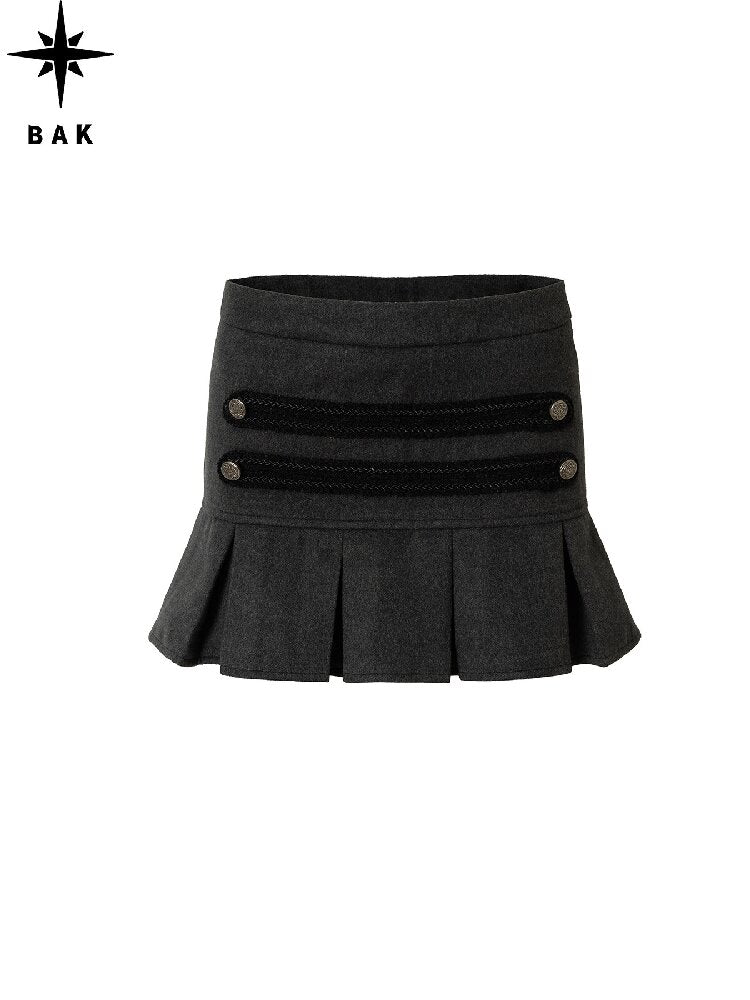 Gray Pleated Napoleon Mini Skirt【s0000018555】