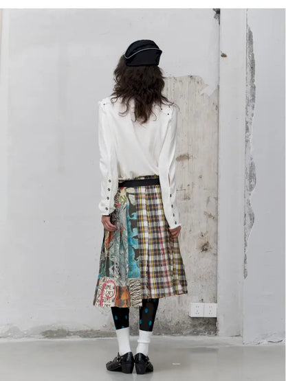 Frayed Waist Belt One-Piece Plaid Skirt【s0000014201】