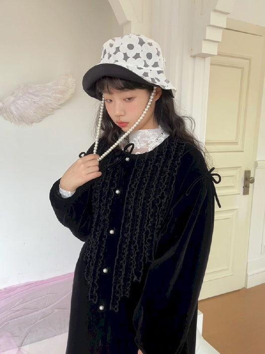 Wood Ear Trim Vintage Long Coat【s0000011337】