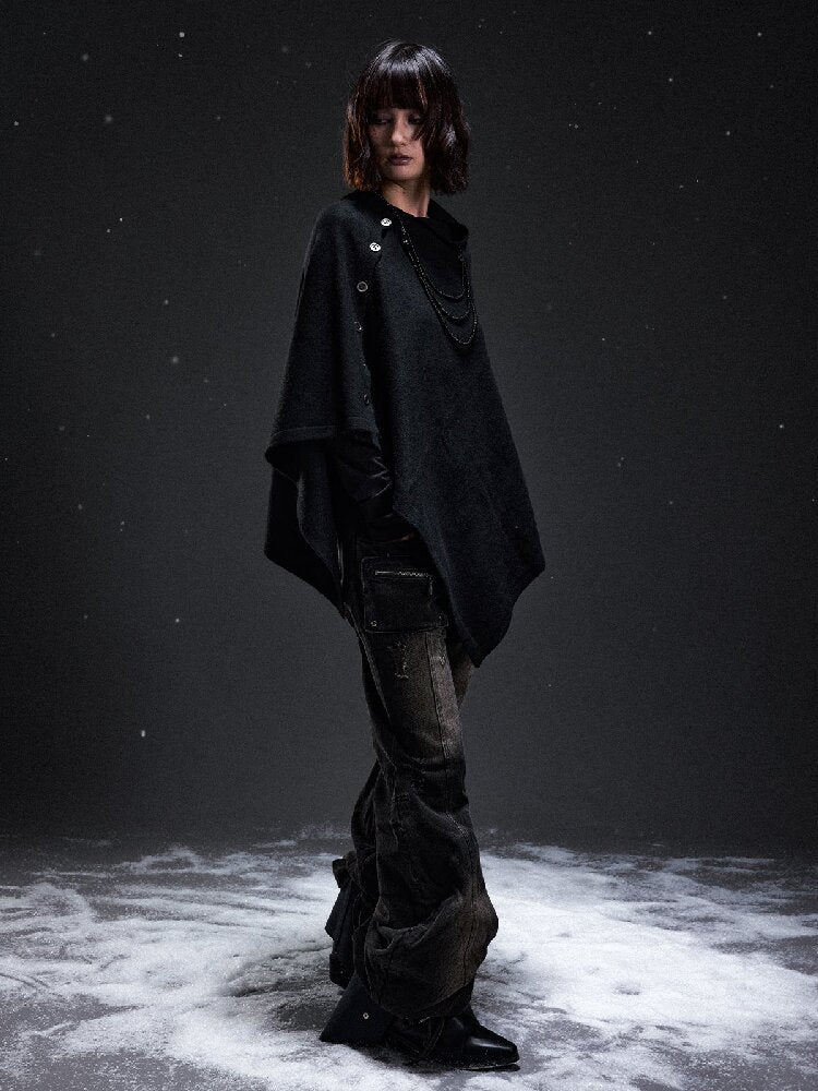 Dark Punk Loose Knit Outerwear Shawl【s0000019294】