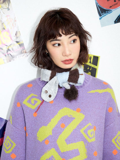 Purple Comic Snake Pullover【s0000011636】