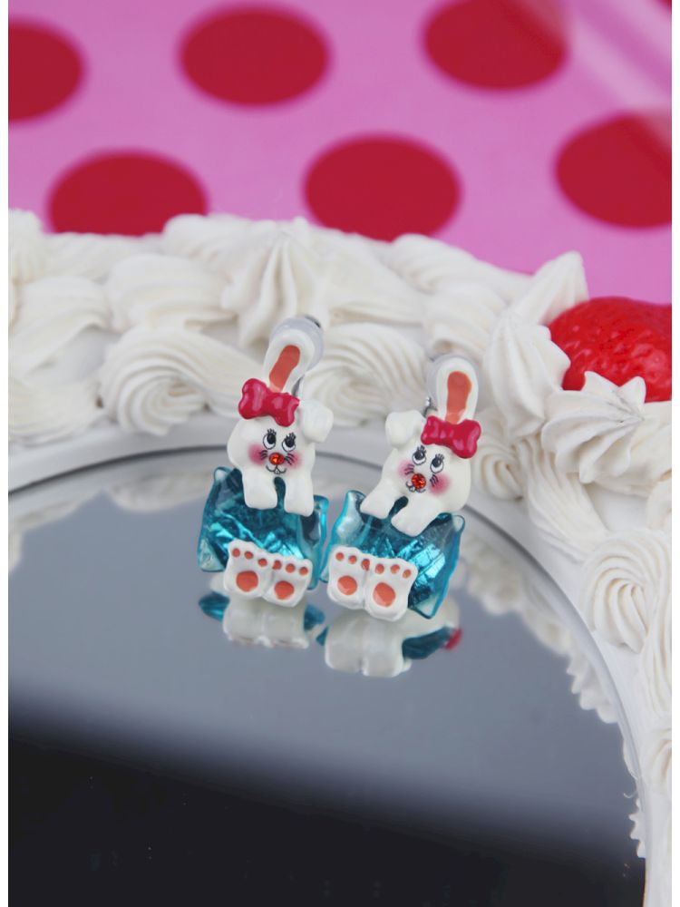 Transparent Pillow Bunny Earrings【s0000013922】
