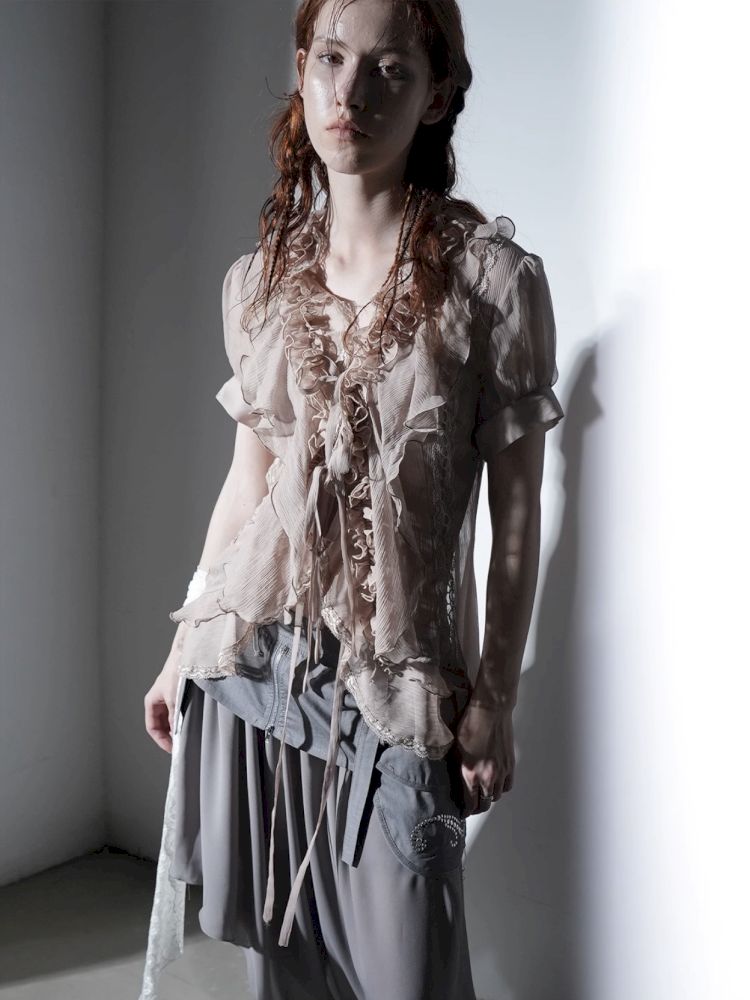 Multi-Layer Ruffled Irregular Hem “Jellyfish” Shirt【s0000012831】