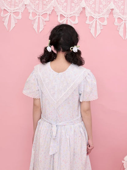 Lace Navy Neck Blue Dress【s0000013495】