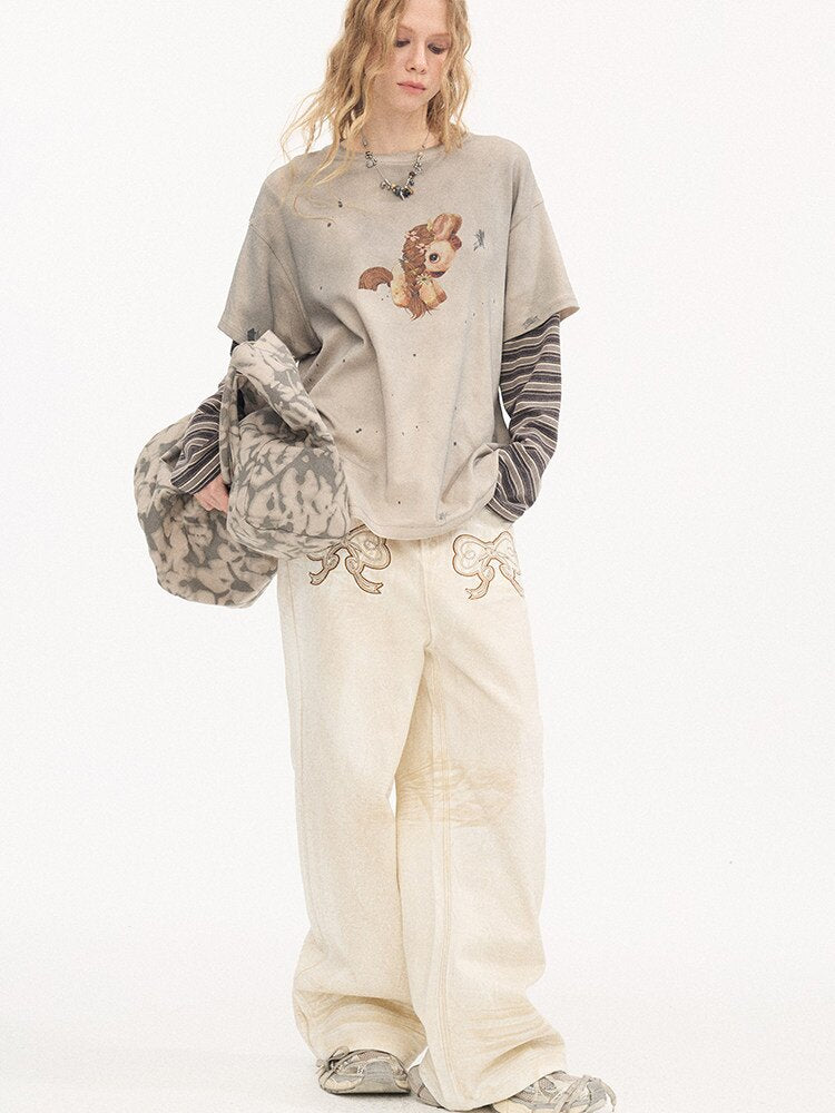 Bloom Patchwork Long Sleeve Tee【s0000015903】