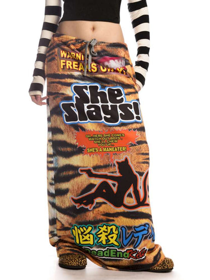 American Tiger Print Skirt Long Sweat Skirt【s0000014906】