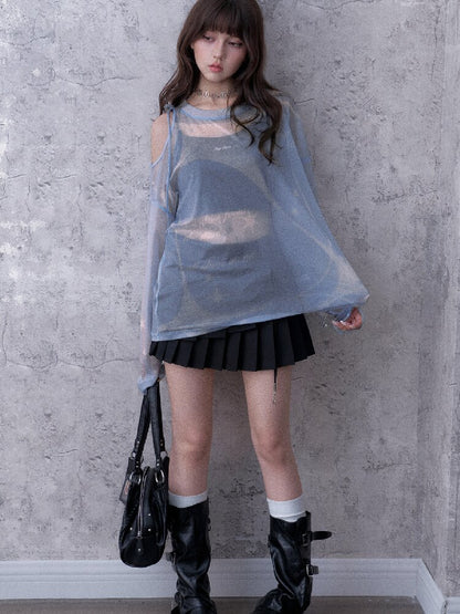 Mesh Cover-Up Summer T-Shirt【s0000017868】