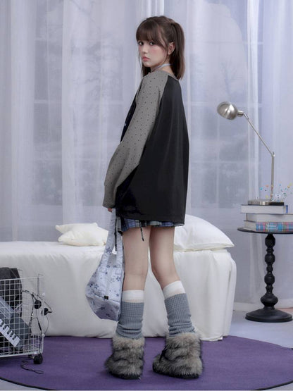 Polka Dot Raglan Long Sleeve T-Shirt【s0000014372】
