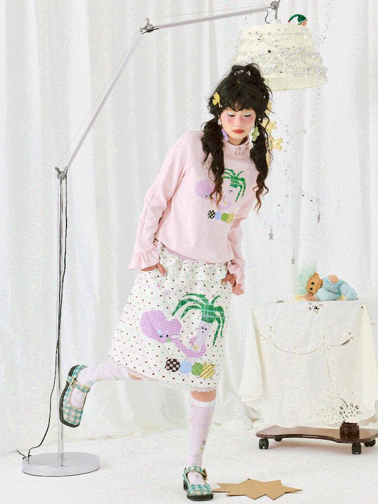 Print Long Sleeve Short T-Shirt【s0000011942】