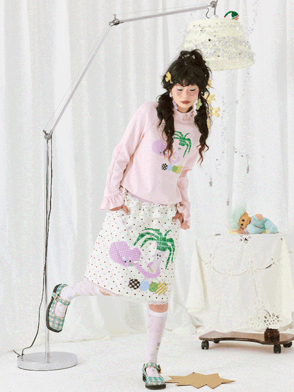 Print Long Sleeve Short T-Shirt【s0000011942】