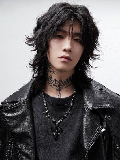 Black Magic Rivet Cross Heavy Necklace【s0000018971】
