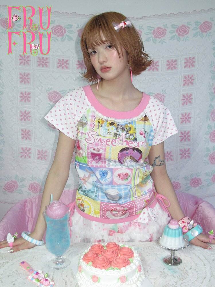 Cake Dessert Printed Loose T Shirt【s0000017455】