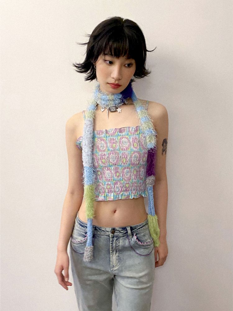 Patchwork weenie thin scarf【s0000012286】