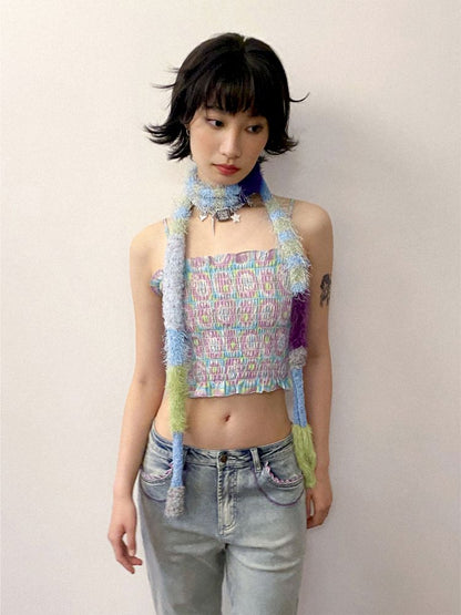 Patchwork weenie thin scarf【s0000012286】