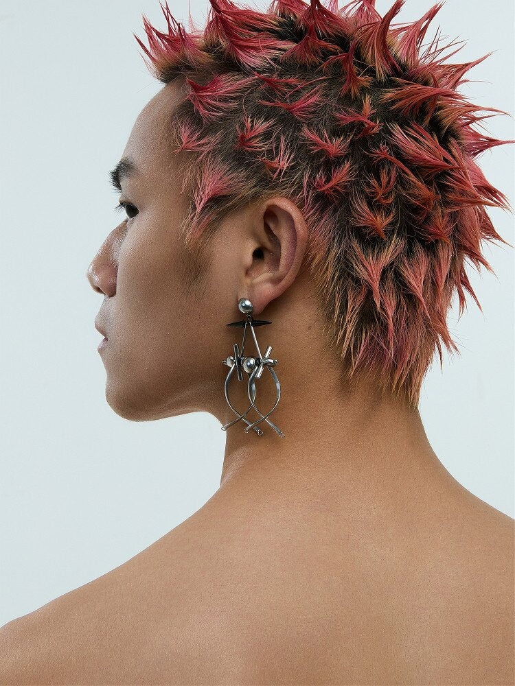 Punk Futuristic Hazard Earrings【s0000018884】