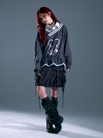 Drawstring Oversized Hoodie Top【s0000013912】