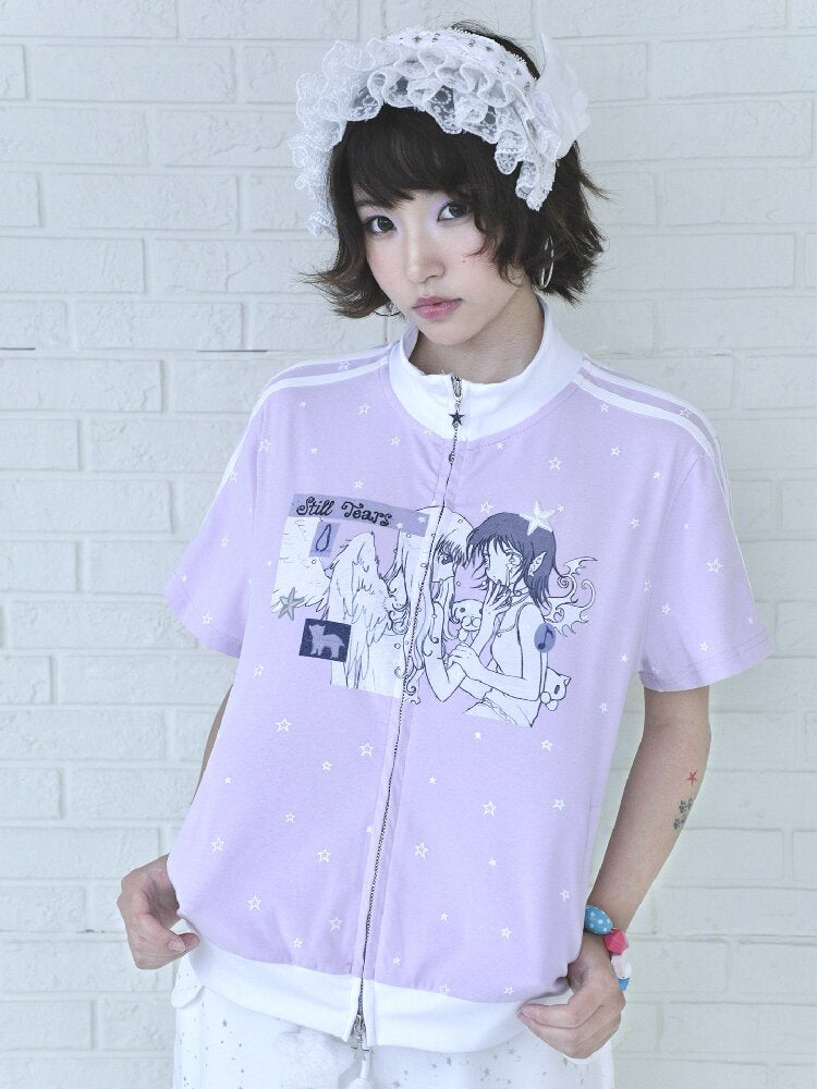 Angel Illustration Purple Cardigan【s0000016543】